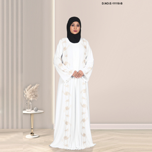 Abaya modeste plissée avec des strass doux - Product Image 2