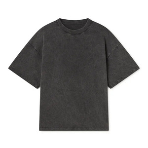 T-shirt de luxe pour homme 220 g/m² 'VINTAGE BLACK' avec logo personnalisé, qualité supérieure, épaules tombantes, coupe classique, 100 % coton tissé lourd - Product Image 1