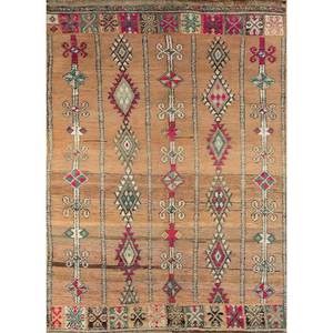 พรมขนสัตว์ถักมือ Nuray สีเบจและสีน้ำตาล ลายเรขาคณิต รูปทรงสี่เหลี่ยมผืนผ้า สำหรับห้องนั่งเล่นหรือห้องนอนวัยรุ่น-Pae-4579 ขนาดใหญ่ - Product Image 1