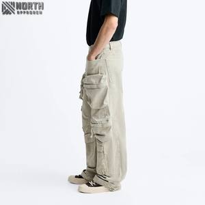 Jeans décontractés pour hommes solides pour lavage léger séchage rapide fermeture éclair décorations personnalisé Denim Cargo utilitaire printemps été automne - Product Image 3