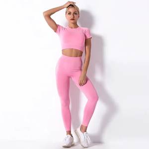 Nouvelles tenues de sport solides et actives pour femmes, vêtements de sport à taille haute, soutien-gorge de sport, leggings, shorts, sans couture, légers - Product Image 1