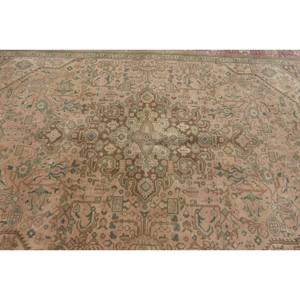 Alfombra Clásica de Lana con Diseño de Patchwork Beige y Verde, 6.3 x 9.3 pies, Diseño Turco Aubusson, para Comedor, Ecológica, Pelo Medio, Rectangular, de Látex - Product Image 5