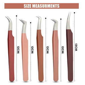 Venta al por mayor de pinzas de extensión de pestañas de acero inoxidable de alta calidad con punta de fibra de etiqueta privada - Product Image 3