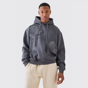 Sweat-shirts à capuche pour hommes 2025, en coton 100% tricoté, 400 g/m², écologiques, imprimés en relief, design personnalisé, cordon de serrage, coupe classique - Product Image 1