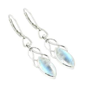 Boucles d'oreilles en pierre de lune arc-en-ciel naturelles en argent sterling faites à la main - Product Image 2