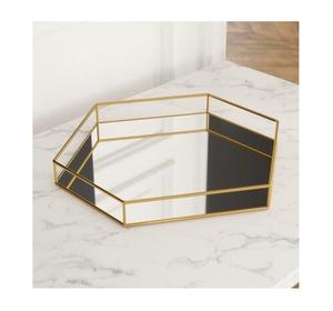 <b>Round</b> Brass Decorative Trays with Spout Detail Modern Luxury Home Decorative Metal <b>Mirror</b> Tray Wedding Tray <b>Gold</b> Vanity - Product Image 1