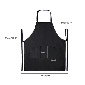 Delantal negro de algodón unisex logotipo personalizado delantal de diseño de impresión completa con bolsillo babero ajustable impermeable para delantal de barbacoa de cocina - Product Image 4
