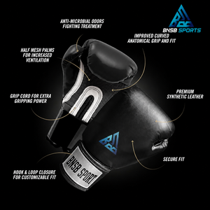 Gants d'entraînement de boxe unisexes noirs en cuir PU avec protection des jointures rembourrée, paume respirante et fermeture auto-agrippante réglable pour un maintien optimal - Product Image 3