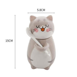 Kawaii lusso a forma di gatto porcellana zuccheriera con coperchio cucchiaio per ristoranti matrimoni natale Halloween uso cucina decorativa - Product Image 5