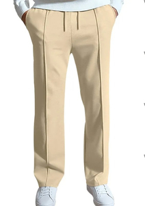 Pantalones Casuales de Color Sólido para Hombre, Corte Recto, Cintura Elástica con Cordón, Pliegues Delanteros, Transpirables, de Algodón, para Primavera - Product Image 5