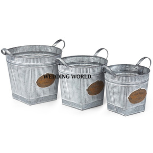Ensemble de trois jardinières galvanisées de qualité supérieure, faites à la main, taille personnalisée, design original, nouvelle jardinière en métal - Product Image 5