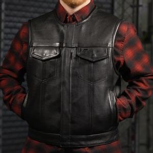 เสื้อกั๊กหนังผู้ชายคุณภาพสูงสำหรับฤดูร้อน เสื้อกั๊กหนังสำหรับขี่มอเตอร์ไซค์ กันลม กันน้ำ แบบมีรูระบายอากาศ เสื้อกั๊กสำหรับนักขี่มอเตอร์ไซค์ - Product Image 2