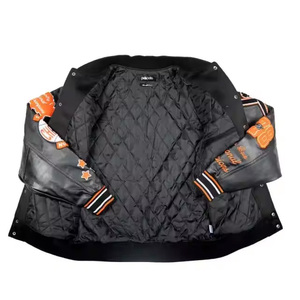 Veste matelassée universitaire personnalisée pour hommes, bombardier de style urbain à la mode avec manches en cuir, design surdimensionné, col montant, respirant - Product Image 4