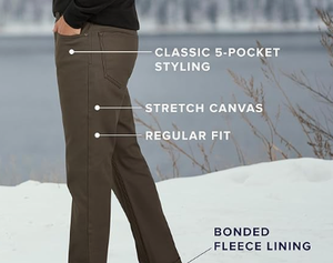 Pantalon décontracté pour homme léger doublé en polaire - Taille mi-haute |   Pantalon en toile isolé doux et chaud pour l'été - Product Image 3