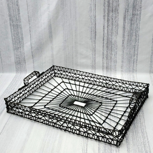 Plateau de service fait main vintage en métal de haute qualité avec ornements de bijoux en cristal créatifs Plateau rectangulaire du vendeur indien - Product Image 4