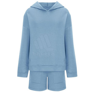 Conjunto de Sudadera con Capucha y Pantalones Cortos para Mujer, Transpirable, Último Estilo, Color Personalizado, Venta al Por Mayor - Product Image 2