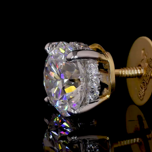 Boucles d'oreilles en or jaune 14 carats avec diamants cultivés en laboratoire, serti à quatre griffes - Product Image 3