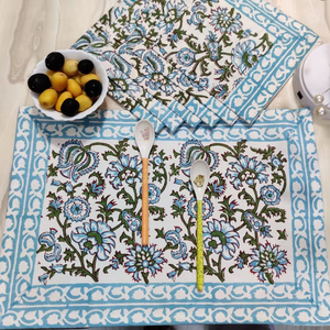 Jaipur napperons 100% coton fabriqués à la main traditionnel bloc imprimé Table à manger napperons ethnique indien coton à manger tapis - Product Image 1