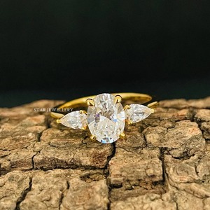 Bague de fiançailles solitaire en or blanc massif 14 carats avec diamant CVD de 1.25 ct, bague en diamant solitaire de taille ovale de 1.25 ct - Product Image 1