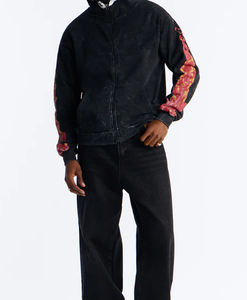 Sudadera con Capucha Completa con Cremallera, Personalizada con Pedrería, Impresión Serigráfica, Lavado Ácido Decolorado al Sol, Estilo Oversize, Precio Económico 2026 - Product Image 4