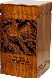 Urne funéraire en bois Cardinal Urne funéraire humaine en bois de grande taille avec personnalisation - Product Image 2