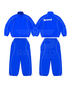 ชุดวอร์มกันลม ผ้าไนลอน 100% กางเกงขายาวและเสื้อแจ็คเก็ตมีซิป โลโก้ DTF กันน้ำ แถบสะท้อนแสง ชุดวอร์มกันลม - Product Image 4