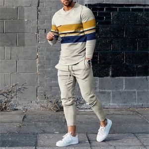 Chemises à manches longues pour hommes avec pantalon Ensemble 2 pièces tendance quotidienne Ensemble de survêtements col en O pour garçon cool de la rue - Product Image 3