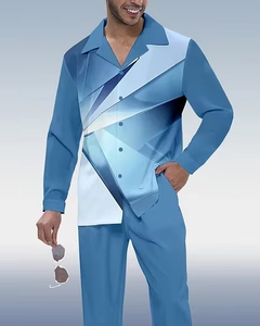 Ensemble chemise et pantalon à manches longues décontracté d'été 2025 pour hommes, cool et confortable, tissu tricoté d'été en polyester avec logo personnalisé - Product Image 6