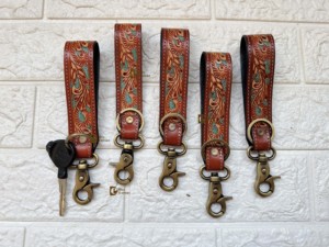 Chic Turquoise en cuir véritable RFID porte-clés élégant usiné à la main avec fonction d'arrivée accessoire de portefeuille Unique - Product Image 5