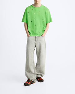 เสื้อยืด OEM ทรงปกติ ไหล่ตก ผ้าคอตตอนหนา 330gsm แขนสั้น หลายสี ถักทอ เป็นมิตรต่อสิ่งแวดล้อม สำหรับผู้ชาย - Product Image 3