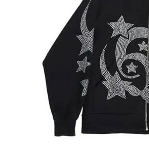 Sudadera con capucha y cremallera con diamantes de imitación para mujer, sudadera transpirable antiarrugas de alta calidad a la moda - Product Image 4