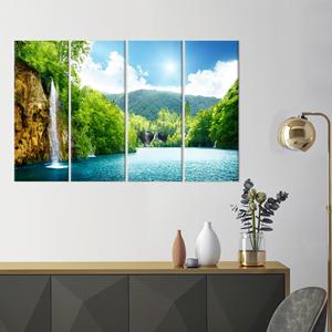 ภาพพิมพ์บนผ้าใบ: ภาพศิลปะติดผนังรูปน้ำตกอันงดงามในป่าลึก,4P: ห่อหุ้มอย่างดี - Product Image 1