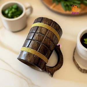 Mug en bois d'érable poli fait main, écologique, épais, durable, longue durée de vie, forme moderne et unique, logo personnalisé, pour boissons chaudes - Product Image 3