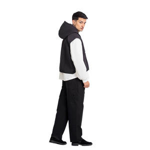 Gilet à capuche superposé Streetwear pour hommes poches utilitaires sans manches veste à capuche de mode décontractée pour superposer des vêtements d'extérieur légers - Product Image 5