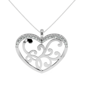 AJRETAIL Pendentif en or rose plaqué or avec diamant naturel en forme de cœur de 0,23 carat - Couleur GH, clarté SI - Product Image 2