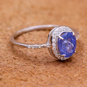 Piedra preciosa de corte ovalado de tanzanita Natural con circonita cúbica, anillo hecho a mano de Plata de Ley 925, joyería de moda, piedra natal para venta al por mayor - Product Image 6