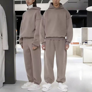 Conjunto de 2 piezas unisex para hombre y mujer, pantalones de chándal en blanco y Jersey con cremallera, Sudadera con capucha, logotipo personalizado, ropa de calle polar, chándales - Product Image 2