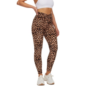 Pantalones de Yoga de material supersuave de cintura alta de leopardo, mallas deportivas de gimnasio para mujer, mallas de entrenamiento de cintura cruzada para mujer - Product Image 1