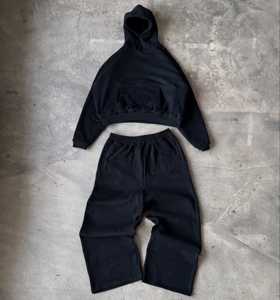 ชุดวอร์มสองชิ้นของผู้ชายชุดแนวสตรีทผ้าคอตตอนผ้าฟลีซแบบ100% สำหรับผู้ชายชุดวอร์มทรงหลวมโลโก้ตามสั่ง - Product Image 6