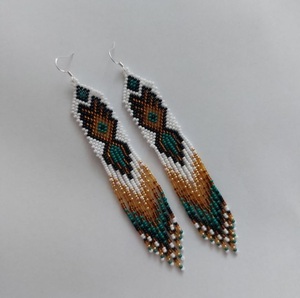 Pendientes de Cuentas de Vidrio Tejidos a Mano con Flecos en Capas, Estilo Bohemio, Joyería para Mujer, Artículos de Cocina, Artículos de Hotel - Product Image 1