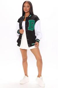 Chaqueta Universitaria para Mujer, Chaqueta Universitaria Extra Grande con MOQ Bajo, Chaqueta Universitaria de Lana y Cuero con Parches para Mujer - Product Image 5