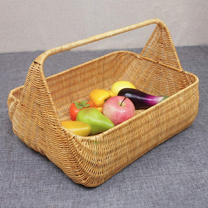 Outdoor Rattan Picnic <b>Baskets</b> Hamper Garden Flower Vegetable <b>Baskets</b> Camping <b>Shopping</b> Storage Gift <b>Baskets</b> Picnic - Product Image 5