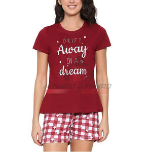 Conjunto de Verano Personalizado para Mujer, Casual, de 2 Piezas, Corto, Sólido, 100% Algodón, Manga Corta, Cuello Redondo - Product Image 1