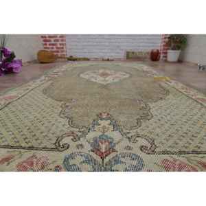 พรมขนสัตว์วินเทจสีเขียวเบจขนาดใหญ่พื้นที่9x12พรมห้องนั่งเล่นสำหรับวัยรุ่นตกแต่ง4.8x8.7ฟุตพร้อมลาเท็กซ์ด้านหลัง - Product Image 2