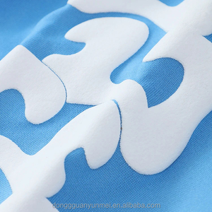 Custom Fleece Joggers Cintura Cordón Sun Faded Puff Print Hombres Pantalones de chándal Lavado ácido French Terry Streetwear Pantalones de chándal holgados - Product Image 3