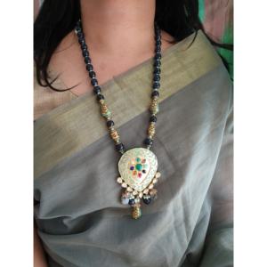 Blue Beaded Turquoise Meenakari Pendant <b>Set</b> Gold Rose Gold Plated for Wedding Party Engagement Gift Crystal Diamond <b>Pearl</b> Main - Product Image 2