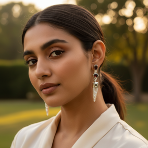 Boucles d'oreilles pendantes en argent 925 avec pierre précieuse grenat, bijoux de mode pour femmes - Product Image 1