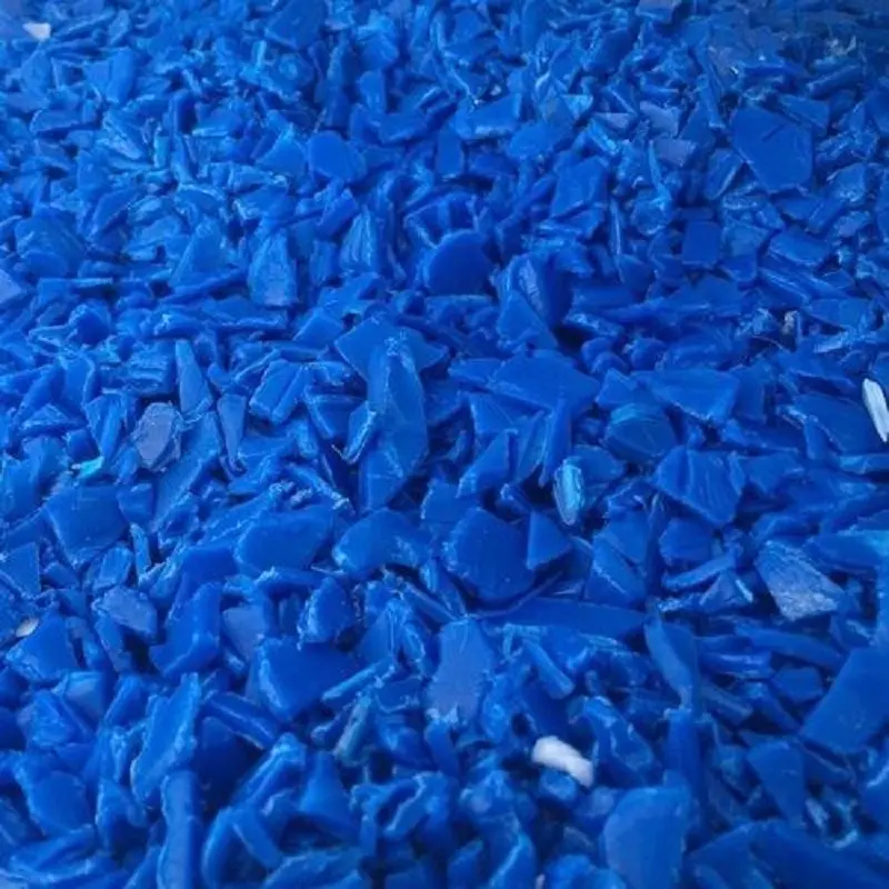Tambor azul de HDPE reciclado, restos de plástico, tambor azul de HDPE