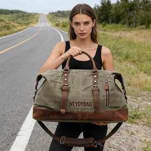 Bolsa <span class=keywords><strong>de</strong></span> <span class=keywords><strong>Viaje</strong></span> <span class=keywords><strong>de</strong></span> Lona Encerada Resistente con Logotipo Personalizado, Bolsa <span class=keywords><strong>de</strong></span> <span class=keywords><strong>Viaje</strong></span> <span class=keywords><strong>de</strong></span> Lujo Amplia y Espaciosa, Bolsa <span class=keywords><strong>de</strong></span> Lona Vintage con Ribete <span class=keywords><strong>de</strong></span> Cuero - Product Image 5