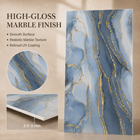 Panneau mural en PVC effet marbre noir de luxe MORLENX avec veinage doré, finition brillante, pour la décoration intérieure d'hôtels et de villas